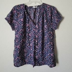 GAP Floral Short Sleeve Tie Front Short